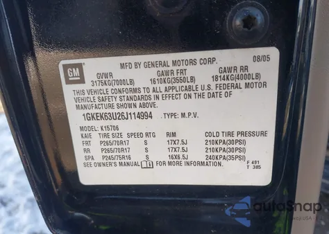 2006 GMC Yukon Denali z USA, uszkodzony, nr VIN 1GKEK63U26J114994